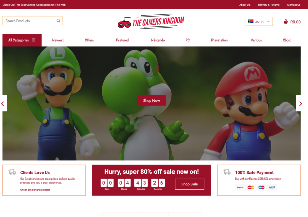 Ready made gaming online store example