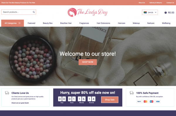 Ready made hair & beauty online store example